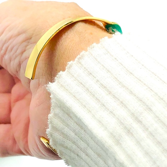 NEW Gold & GREEN ENAMEL GORGEOUS PIECE ENAMEL BANGLE - Picture 12 of 14